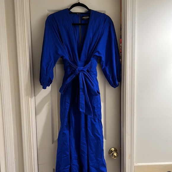 New York & Company blue jumpsuit with bow. - Picture 2 of 2